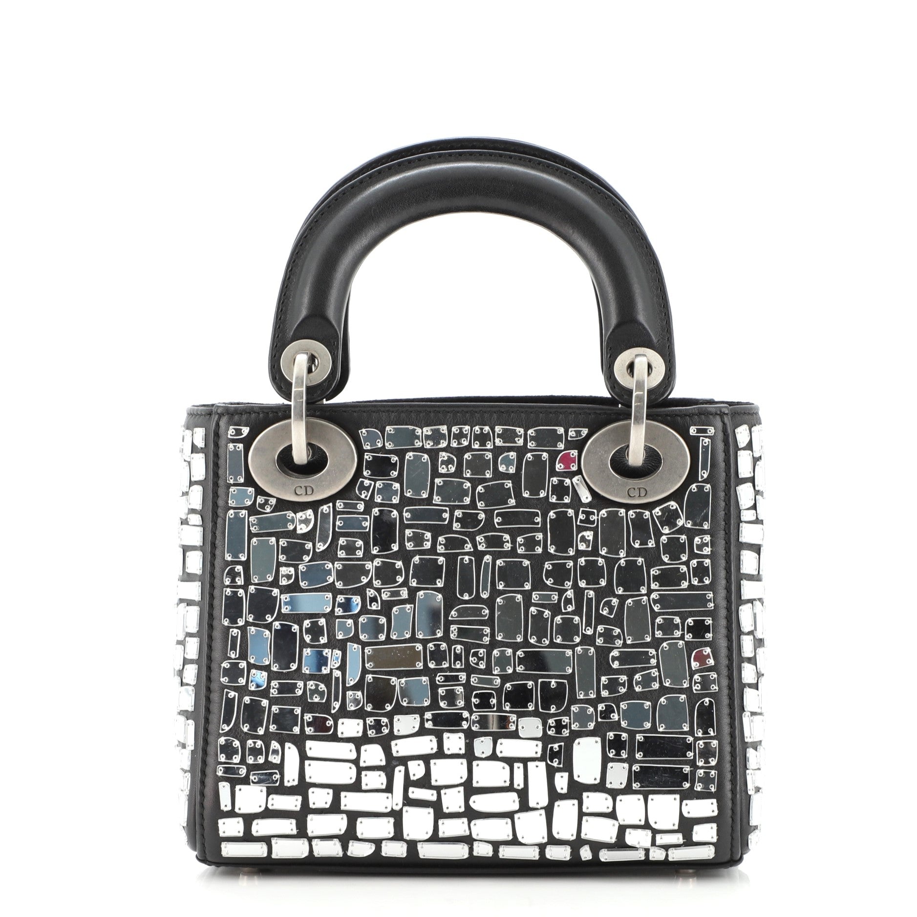 Lady Dior Chain Bag Leather and Mirror Mosaic Mini