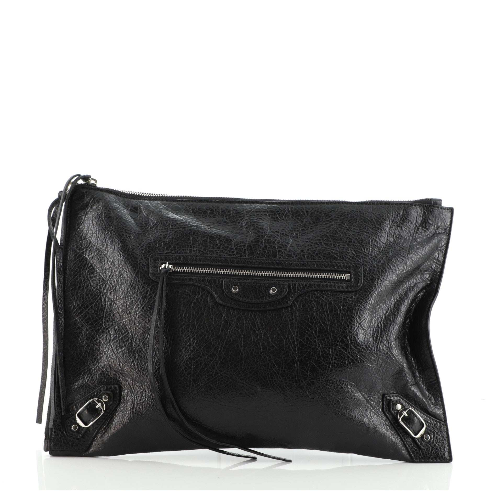 Zip Around Classic Studs Clutch Leather Large