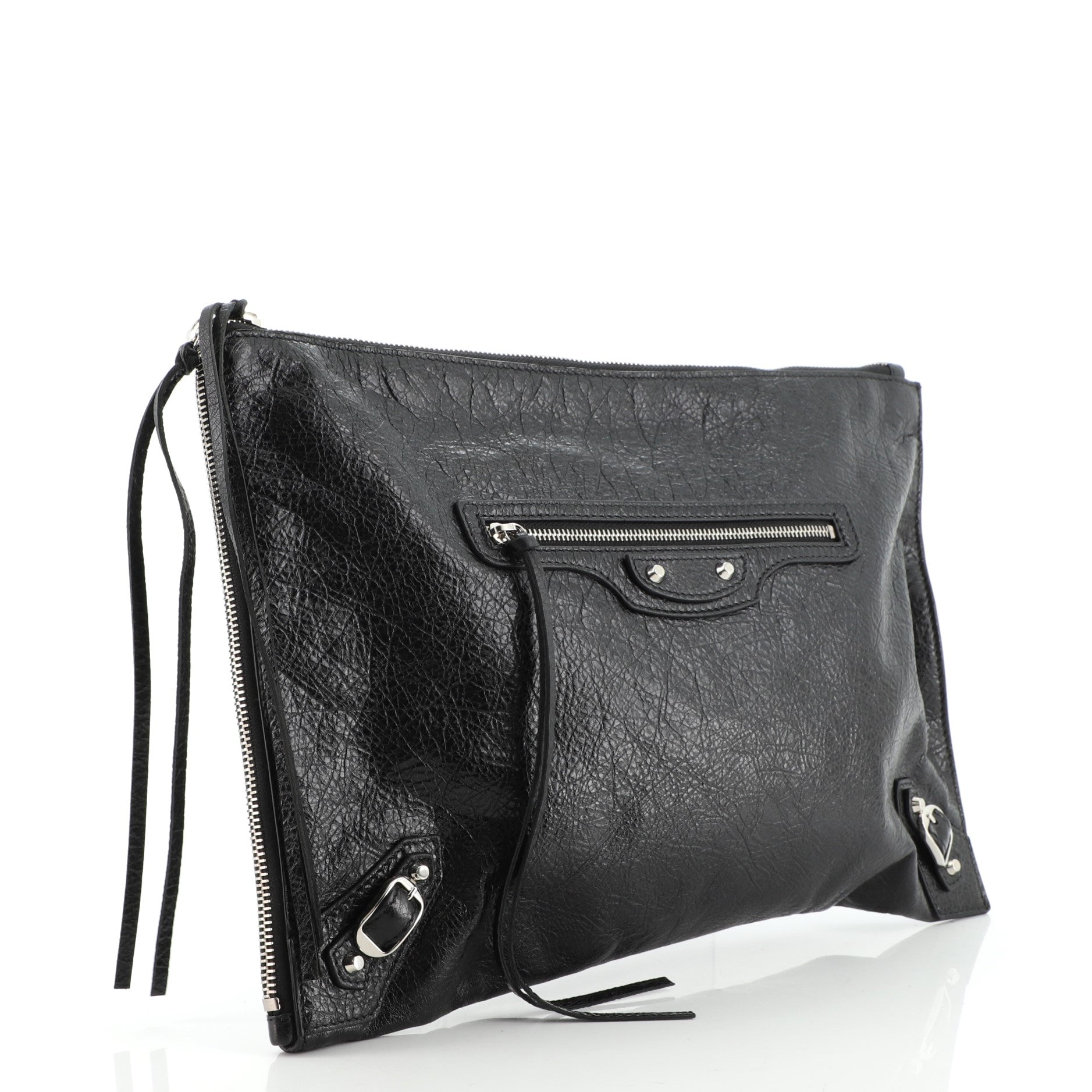 Zip Around Classic Studs Clutch Leather Large