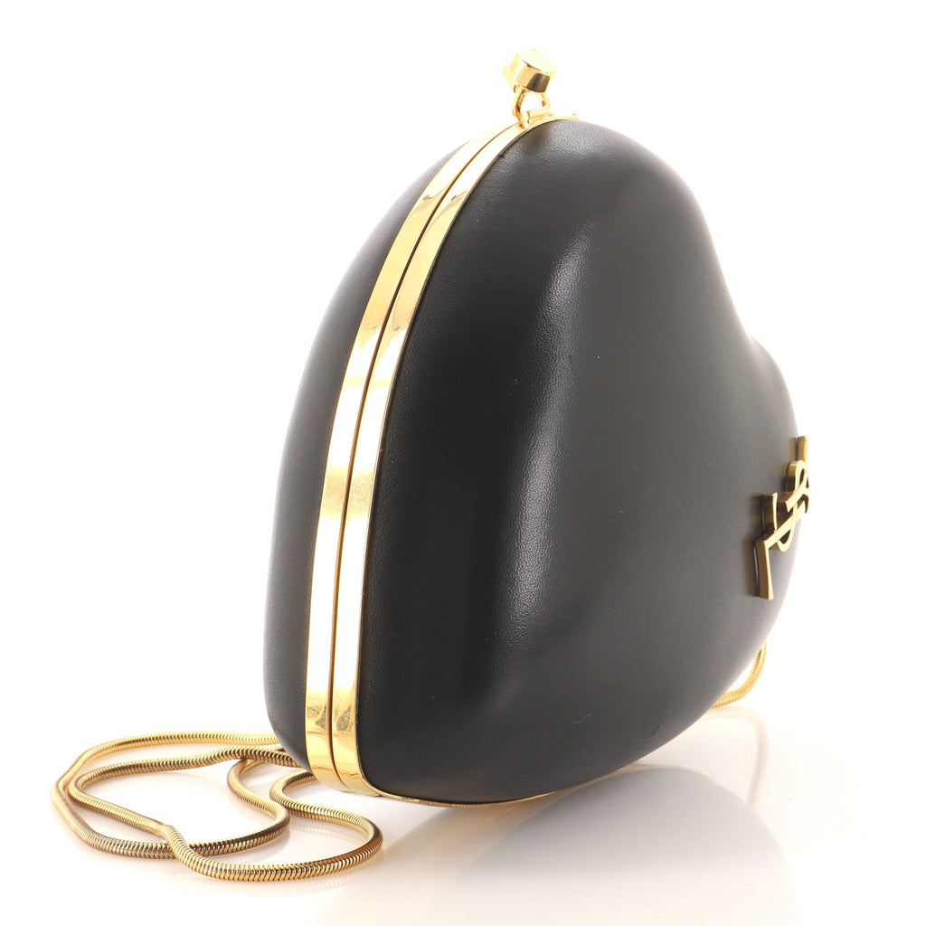 Love Heart Chain Clutch Leather