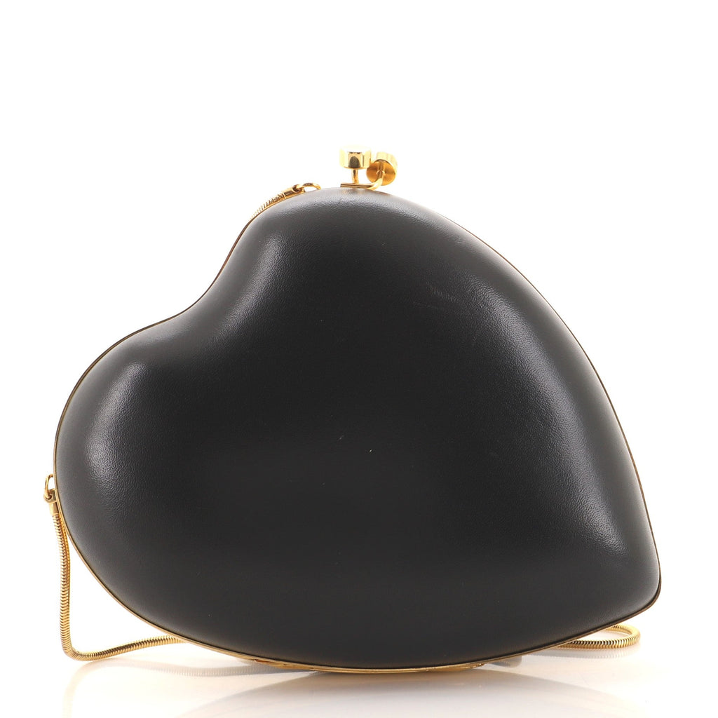 Love Heart Chain Clutch Leather