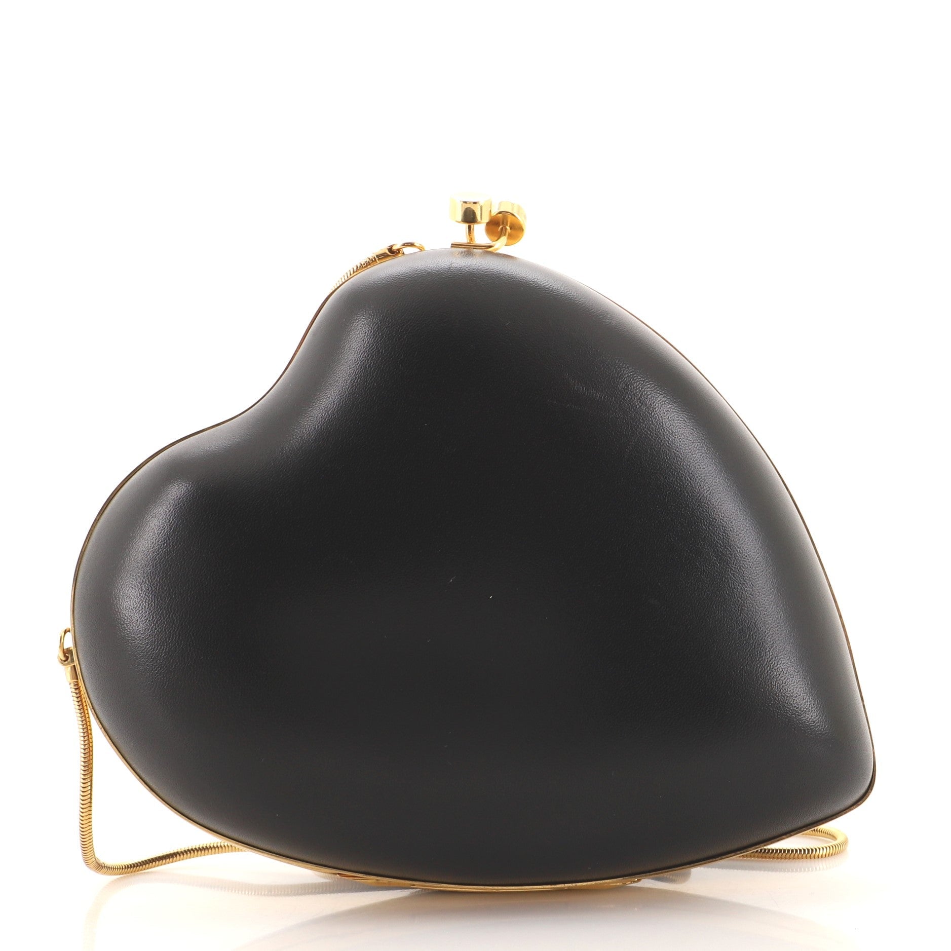 Love Heart Chain Clutch Leather