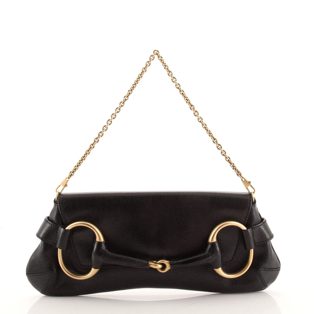 Horsebit Chain Clutch Leather Large