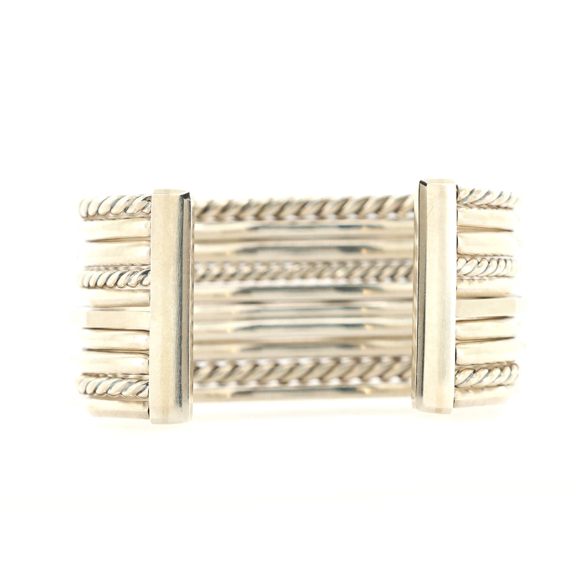 Stax Cuff Bracelet Sterling Silver and Diamonds Wide