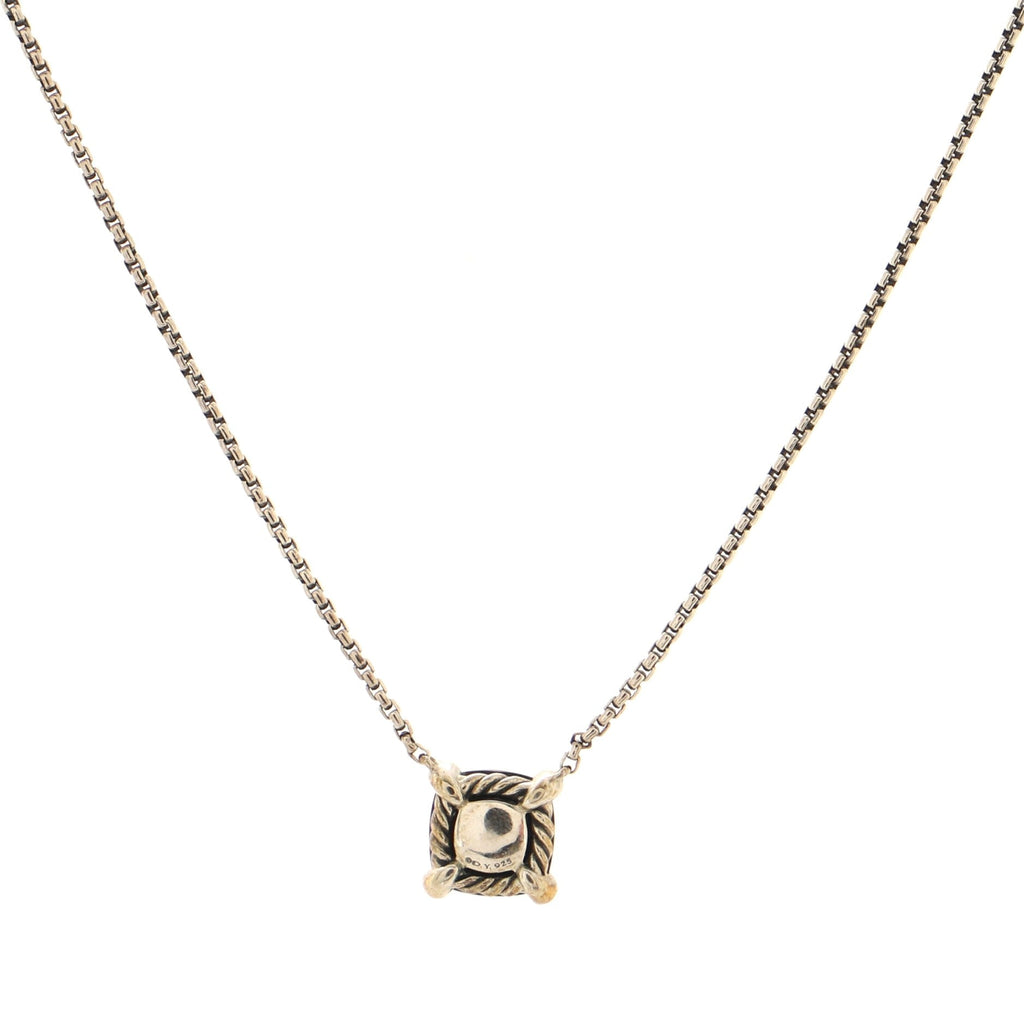 Chatelaine Pendant Necklace Sterling Silver with Onyx and Diamonds 8mm
