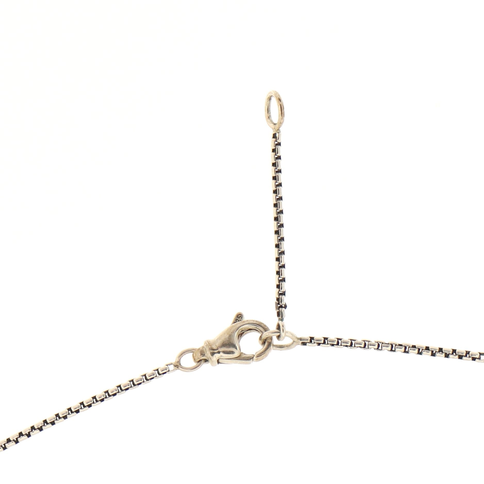 Chatelaine Pendant Necklace Sterling Silver with Onyx and Diamonds 8mm