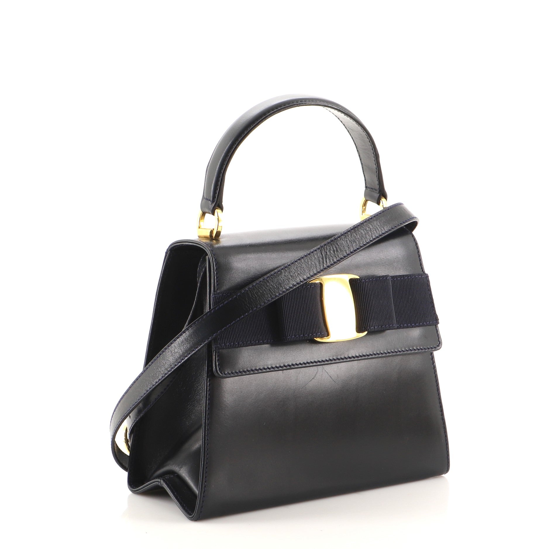 Vintage Vara Bow Top Handle Bag Leather Mini