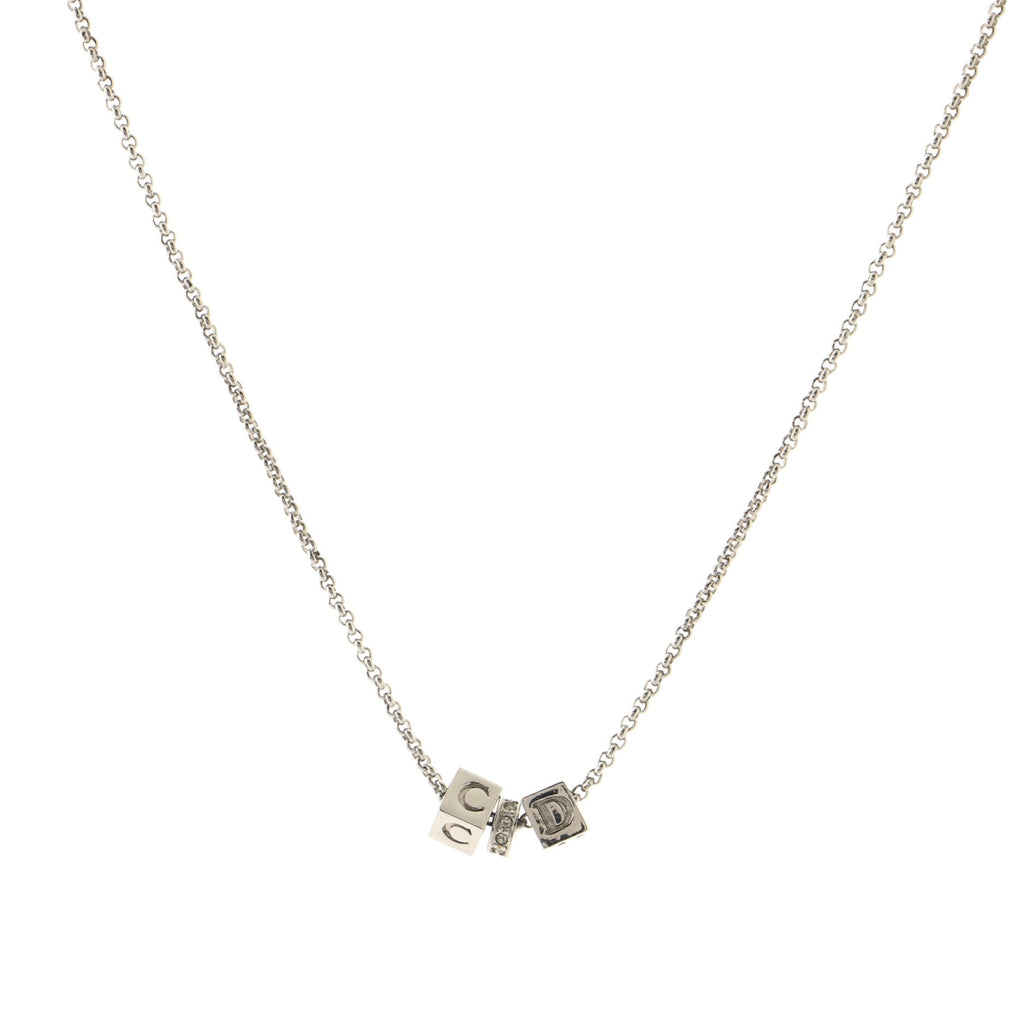 CD Cube Charms Pendant Necklace Metal with Crystals