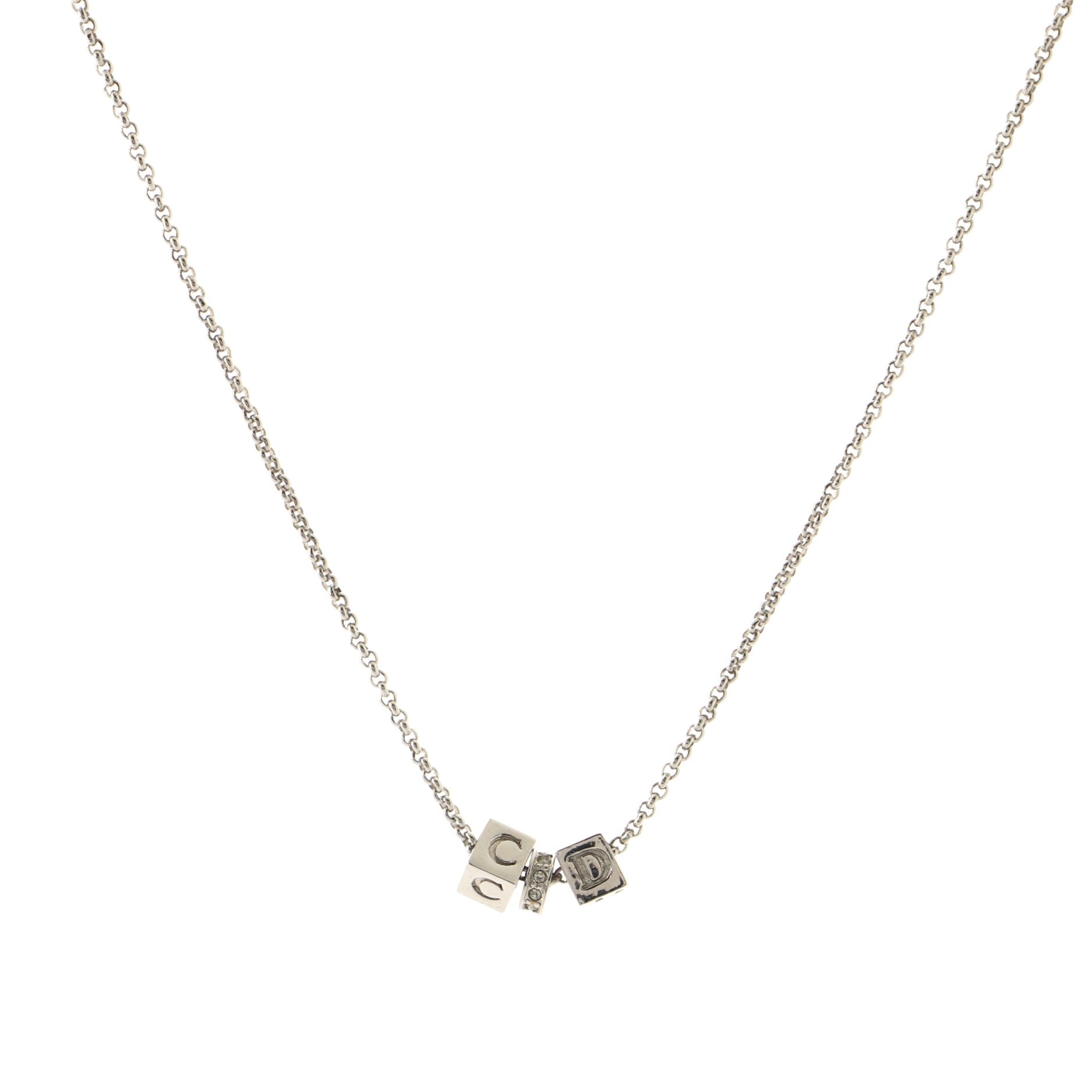 CD Cube Charms Pendant Necklace Metal with Crystals