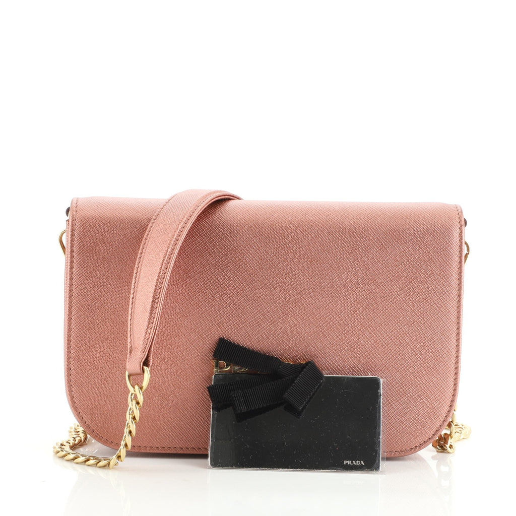 Convertible Flap Clutch Saffiano Leather Small