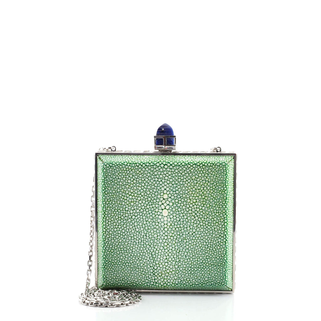 Coffered Square Chain Clutch Stingray with Crystals Mini