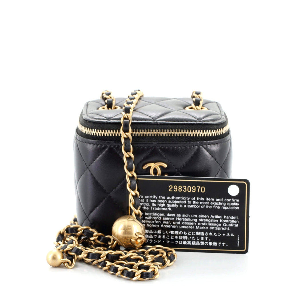 Pearl Crush Vanity Case with Chain Quilted Lambskin Mini