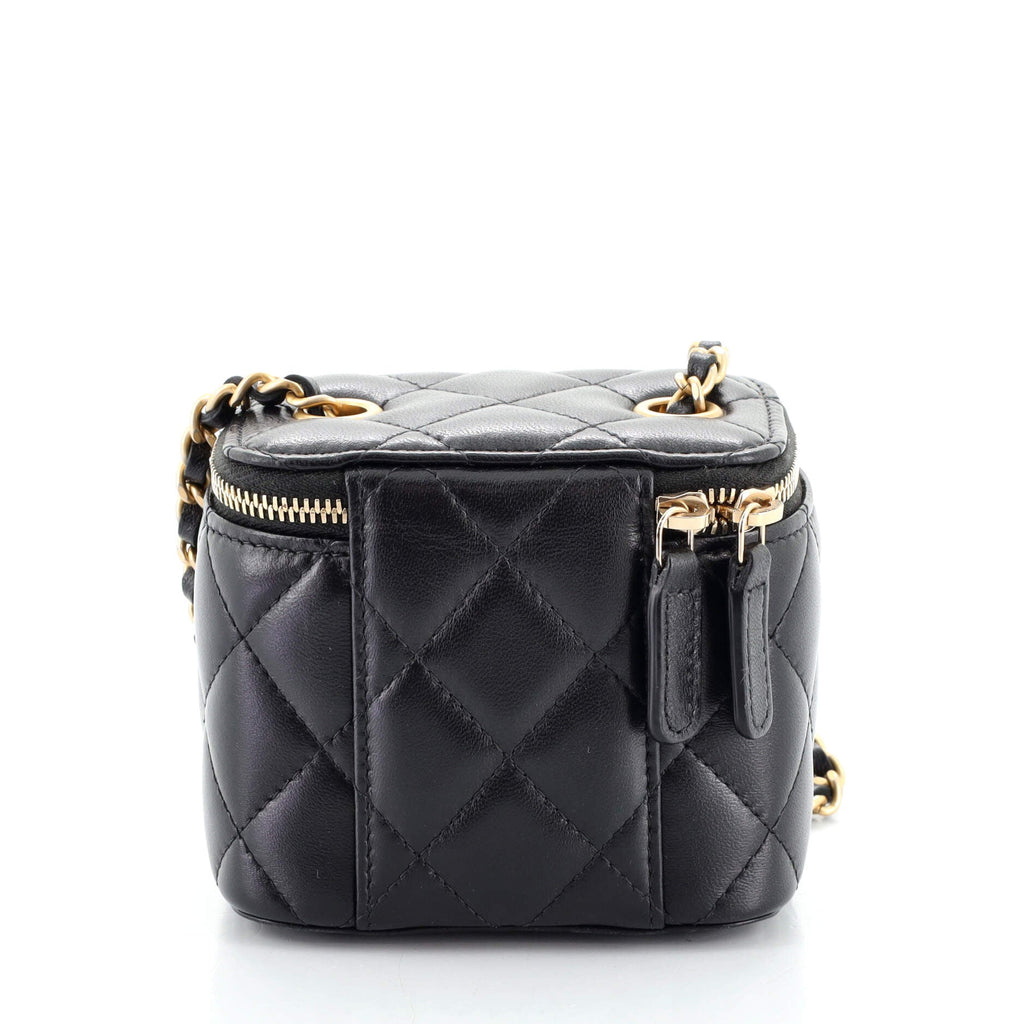 Pearl Crush Vanity Case with Chain Quilted Lambskin Mini