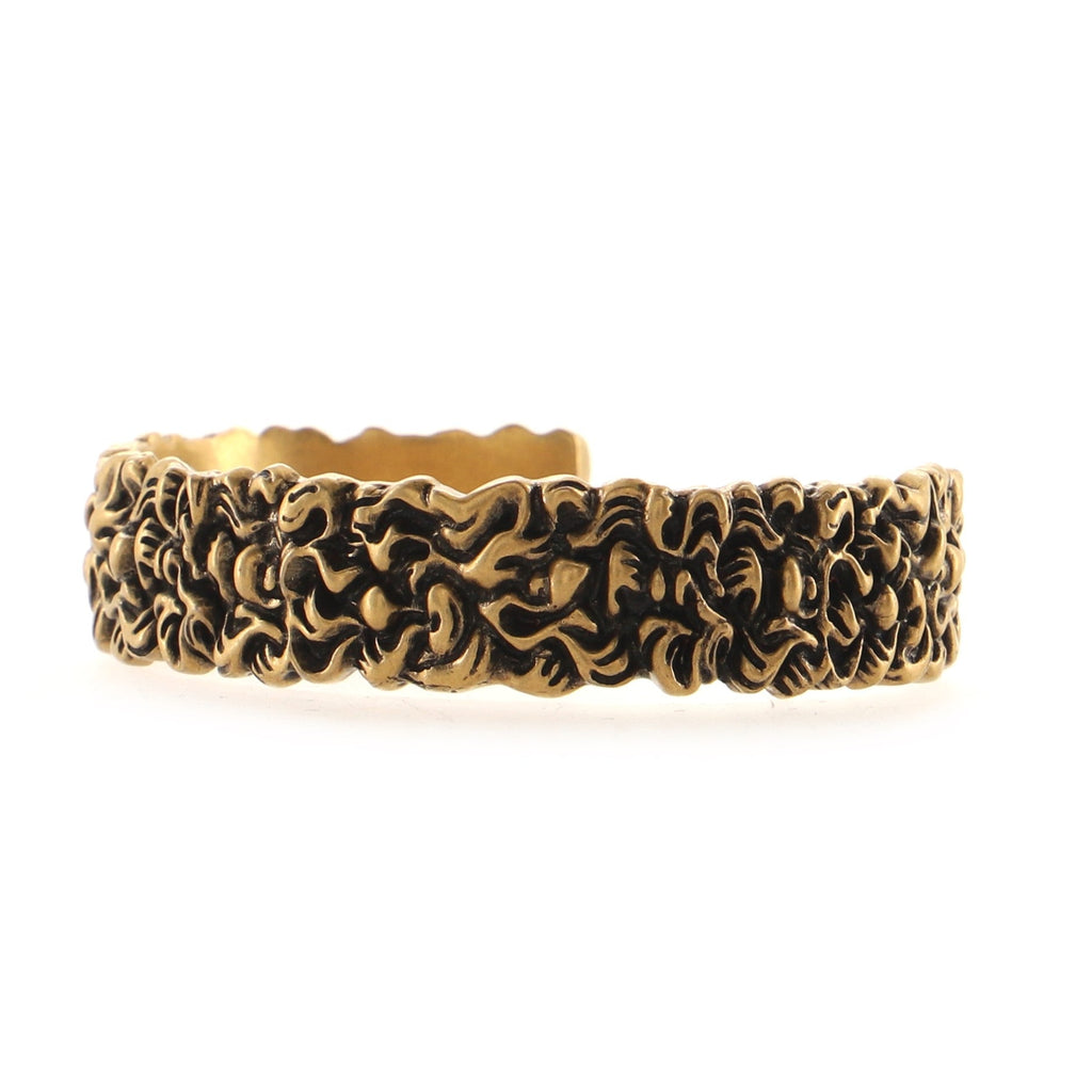 Lion Mane Cuff Bracelet Engraved Metal Medium