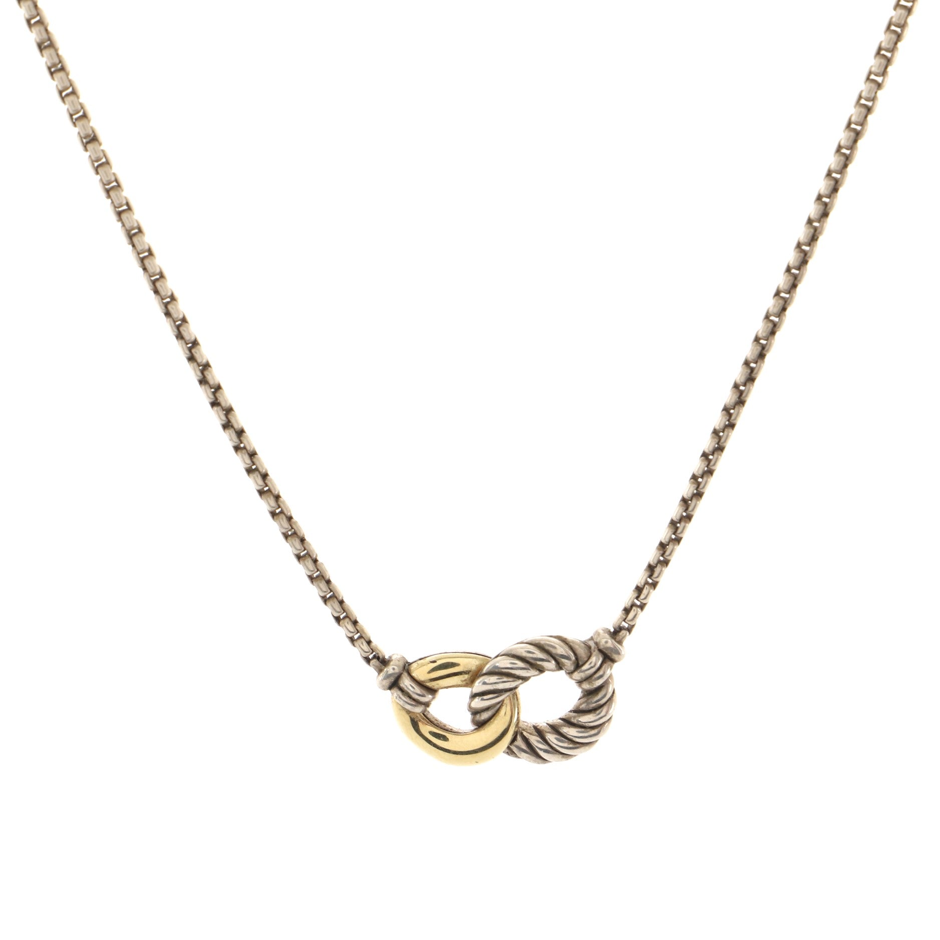 Belmont Double Curb Link Necklace Sterling Silver with 18K Yellow Gold