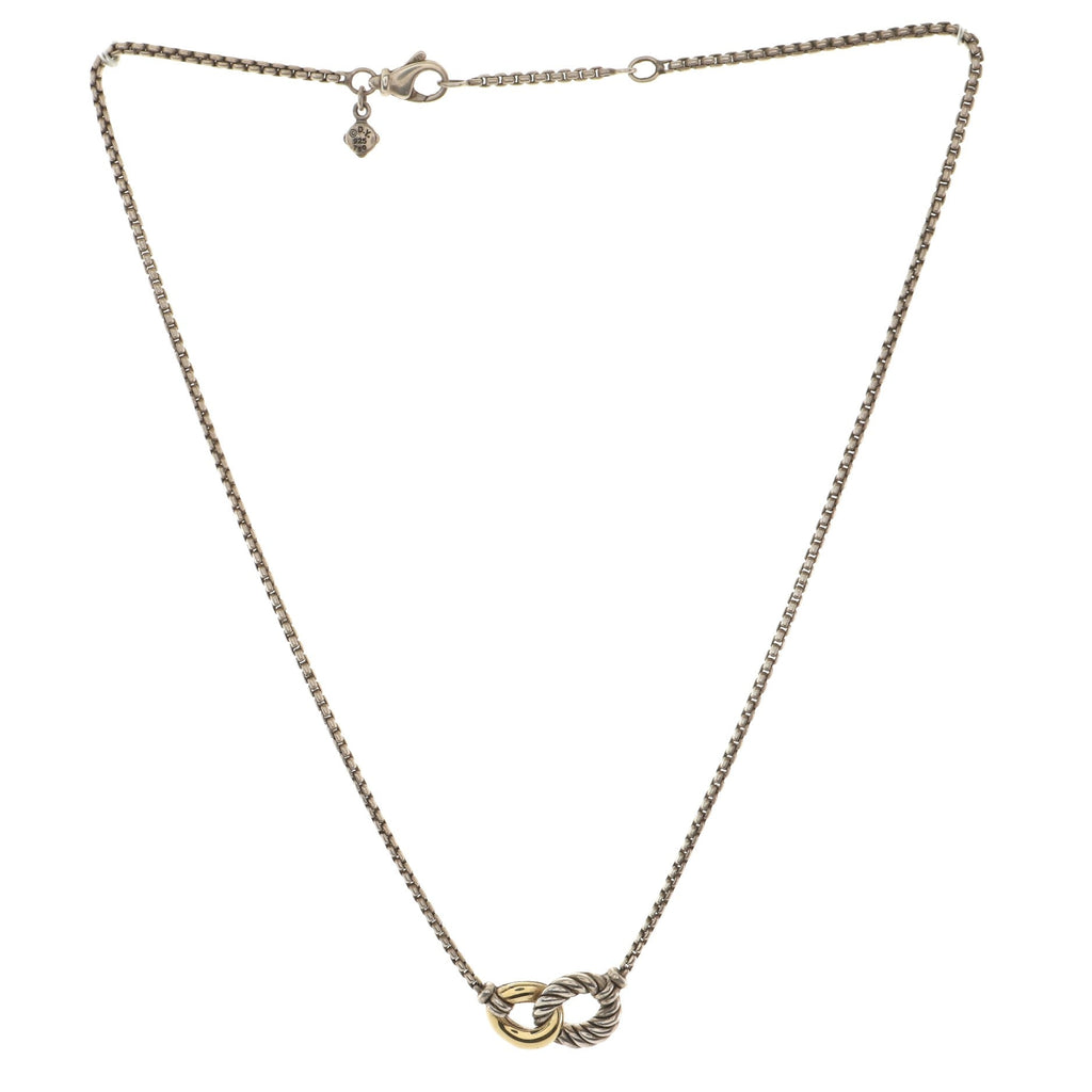 Belmont Double Curb Link Necklace Sterling Silver with 18K Yellow Gold