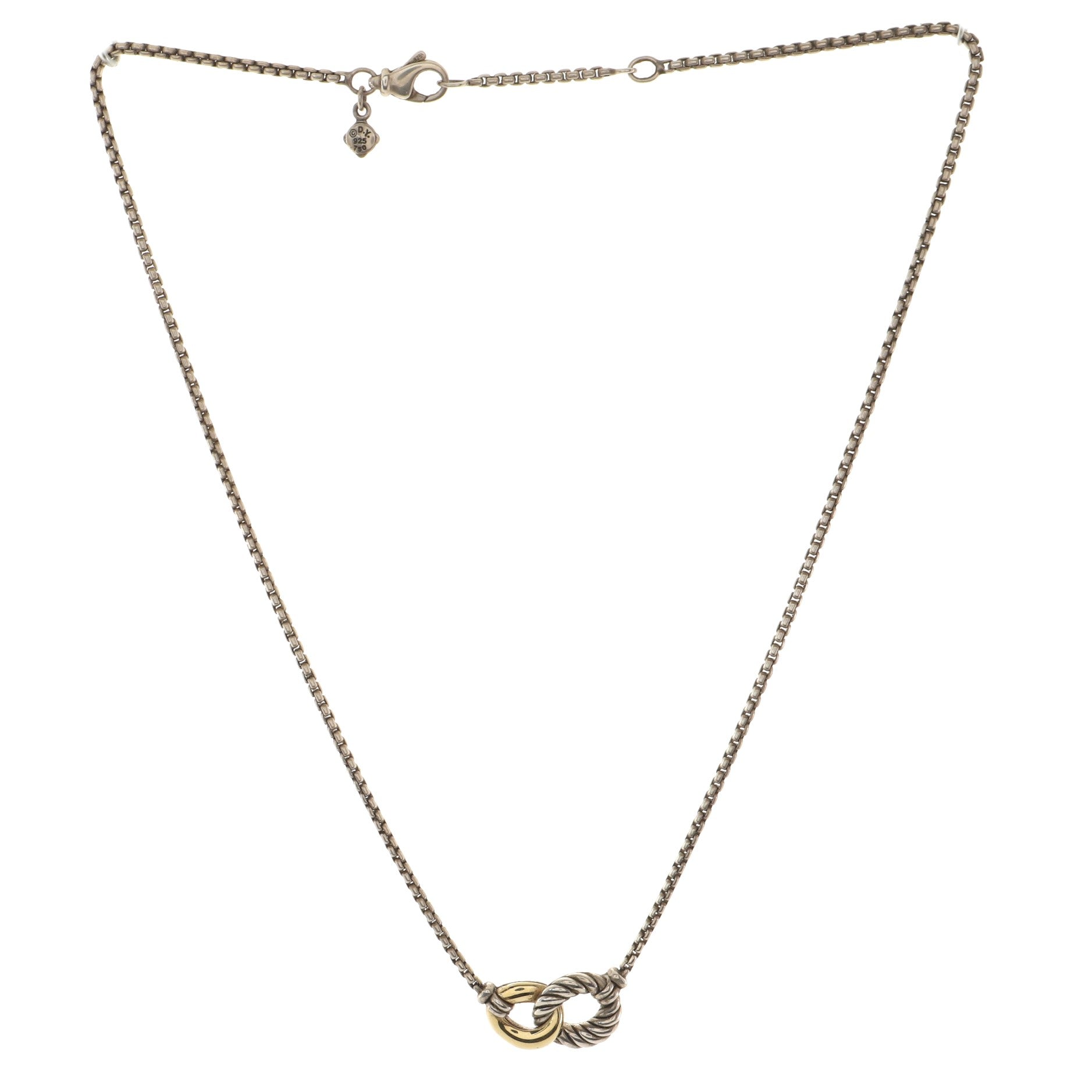 Belmont Double Curb Link Necklace Sterling Silver with 18K Yellow Gold
