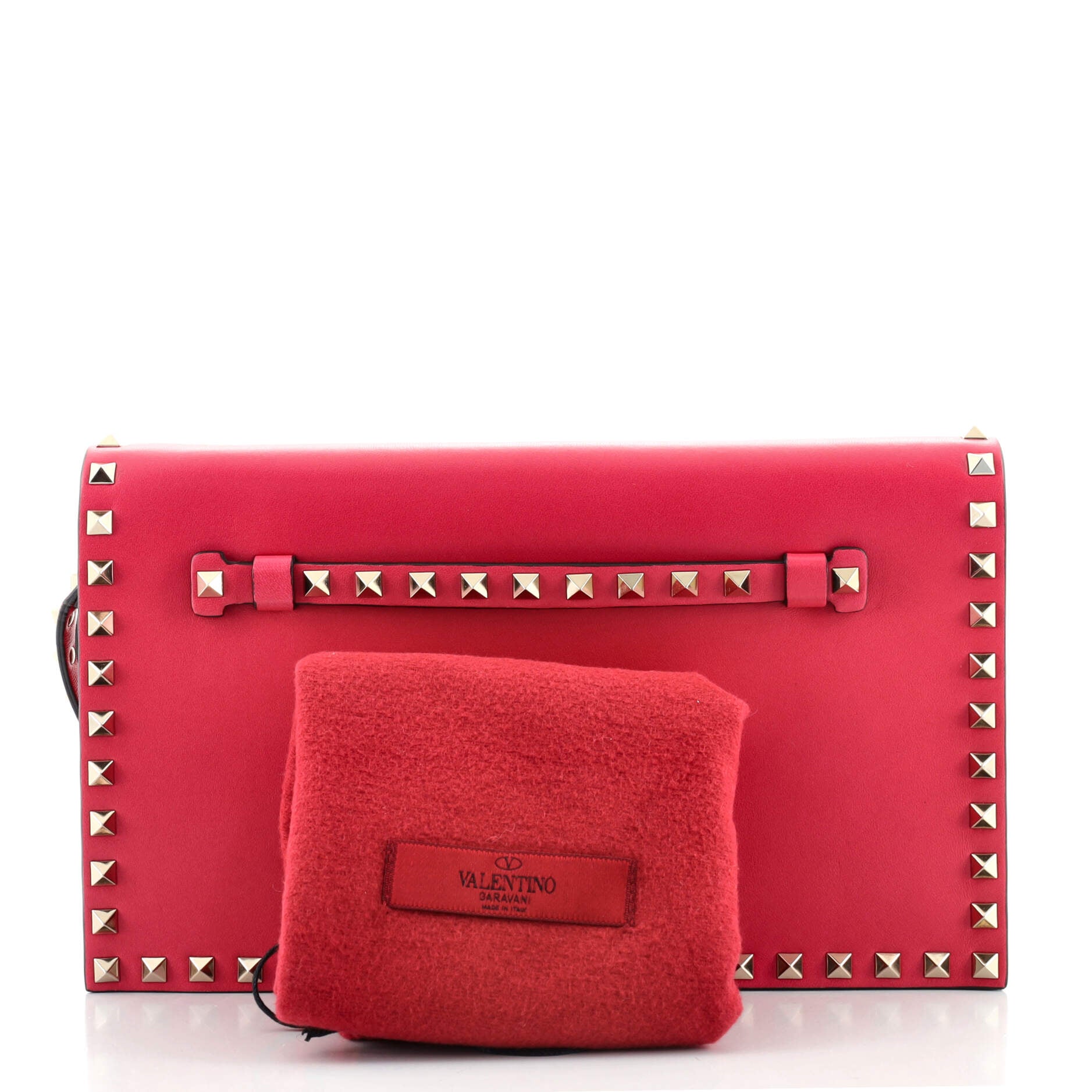 Rockstud Flap Clutch Leather