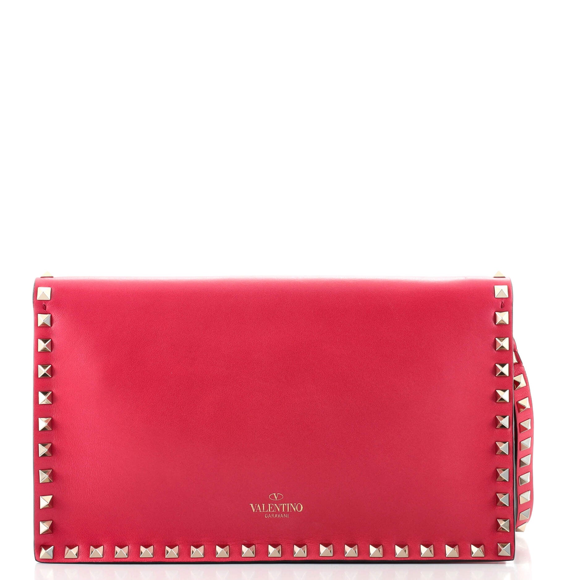 Rockstud Flap Clutch Leather