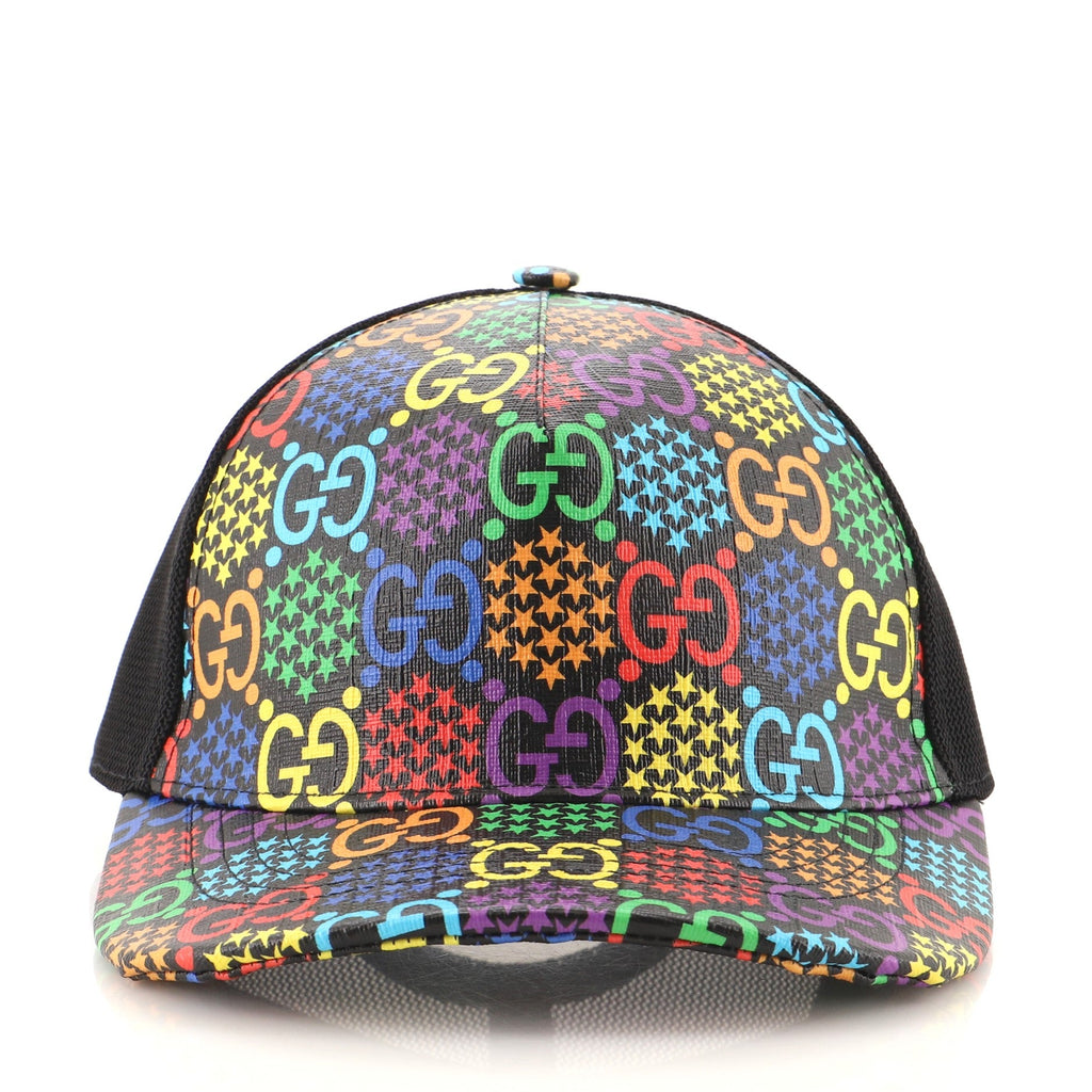 Baseball Cap Psychedelic Print GG Coated Canvas Small