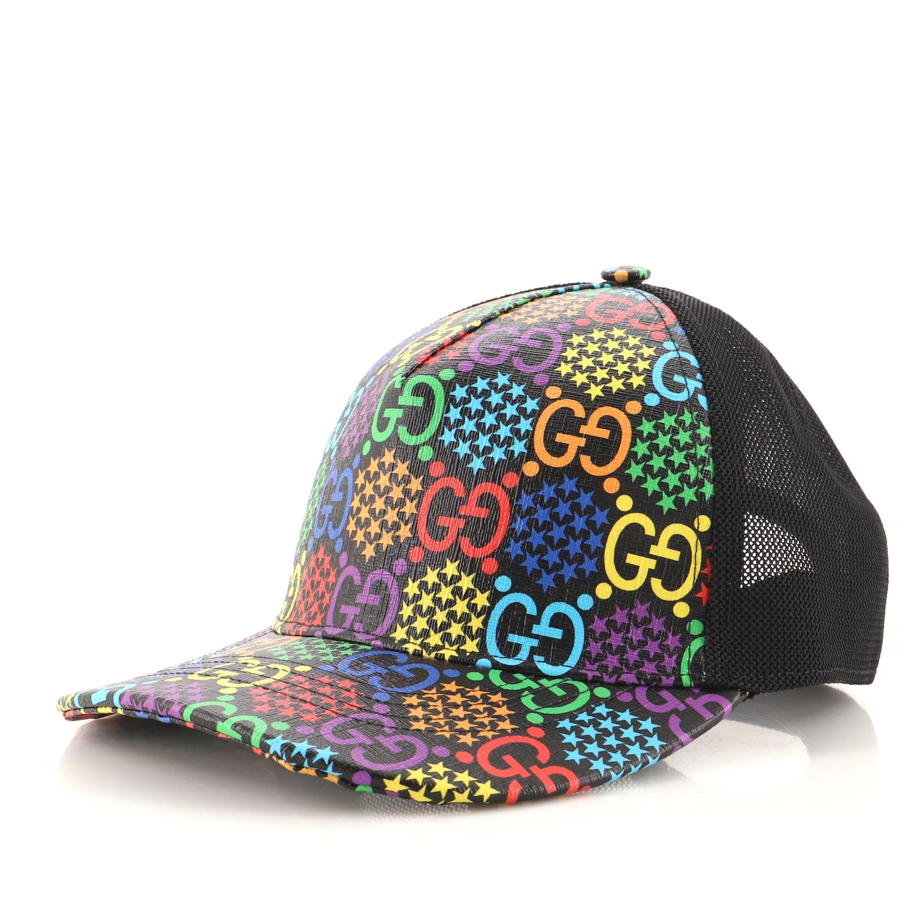 Baseball Cap Psychedelic Print GG Coated Canvas Small