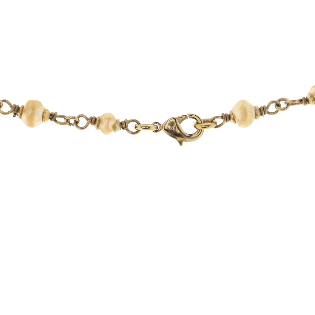 CC Long Necklace Faux Pearls and Metal
