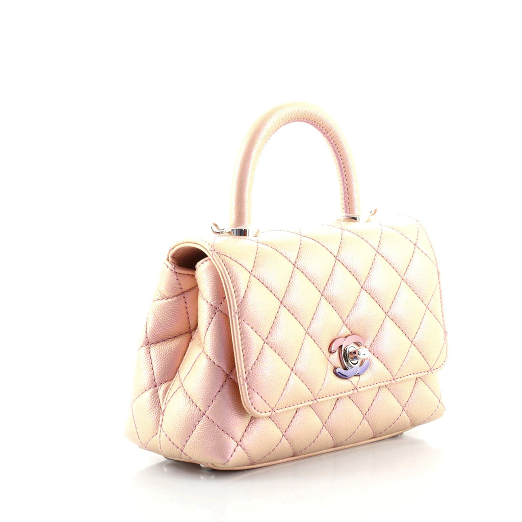 Coco Top Handle Bag Quilted Iridescent Caviar with Gradient Hardware Extra Mini