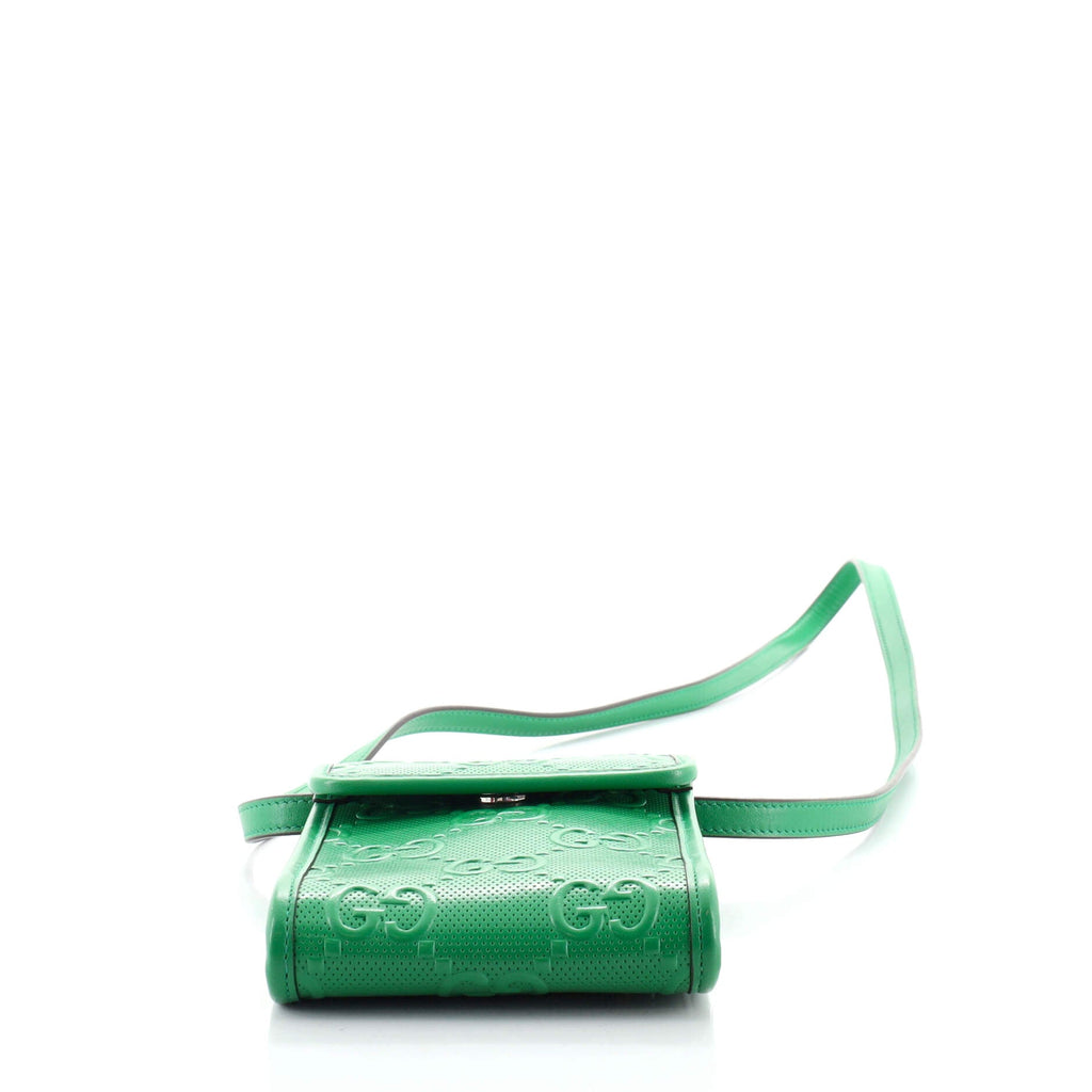 Flap Crossbody Bag GG Embossed Perforated Leather Mini