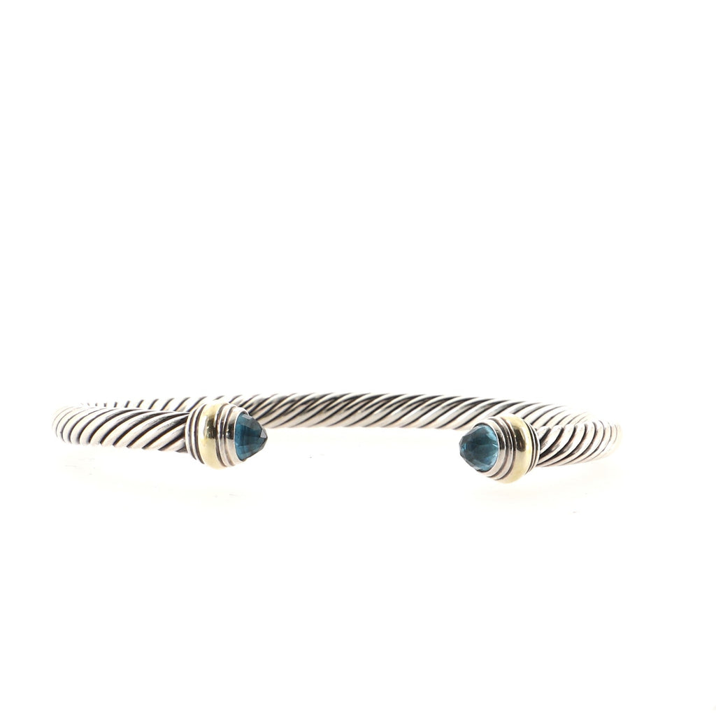 Cable Classic Bracelet Sterling Silver with 14K Yellow Gold and Topaz 5mm