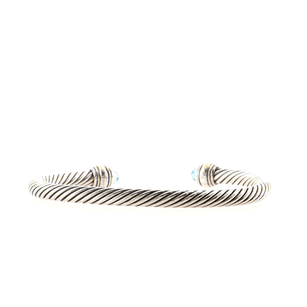 Cable Classic Bracelet Sterling Silver with 14K Yellow Gold and Topaz 5mm