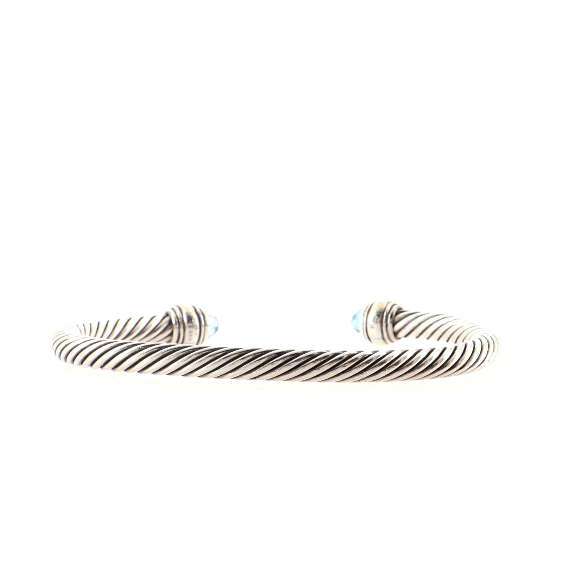 Cable Classic Bracelet Sterling Silver with 14K Yellow Gold and Topaz 5mm