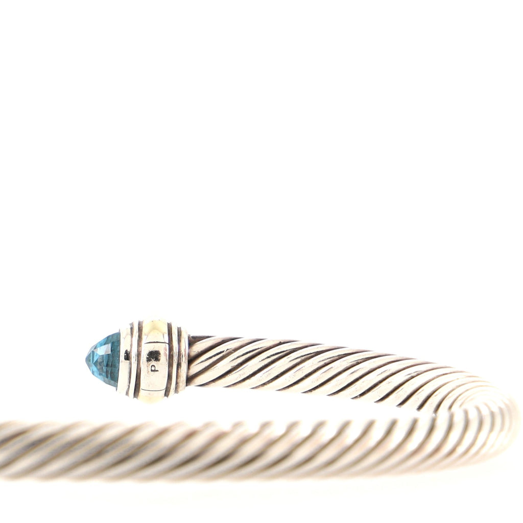 Cable Classic Bracelet Sterling Silver with 14K Yellow Gold and Topaz 5mm