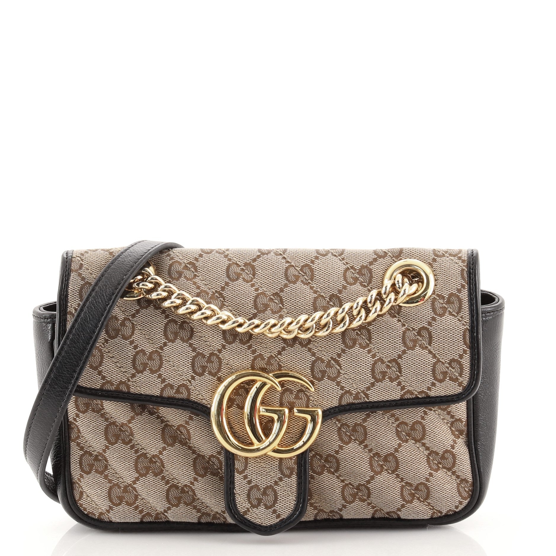 GG Marmont Flap Bag Diagonal Quilted GG Canvas Mini