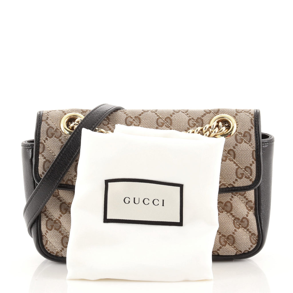 GG Marmont Flap Bag Diagonal Quilted GG Canvas Mini