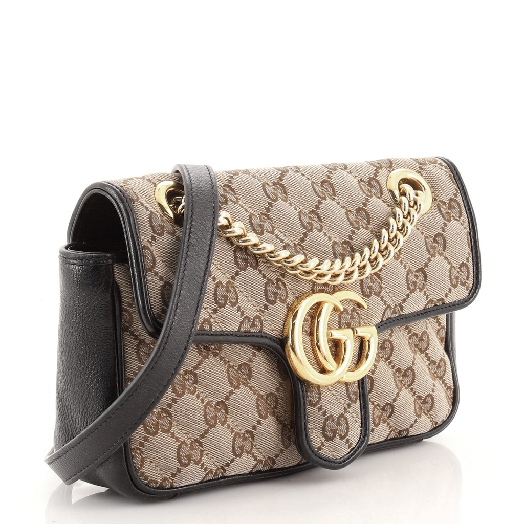 GG Marmont Flap Bag Diagonal Quilted GG Canvas Mini