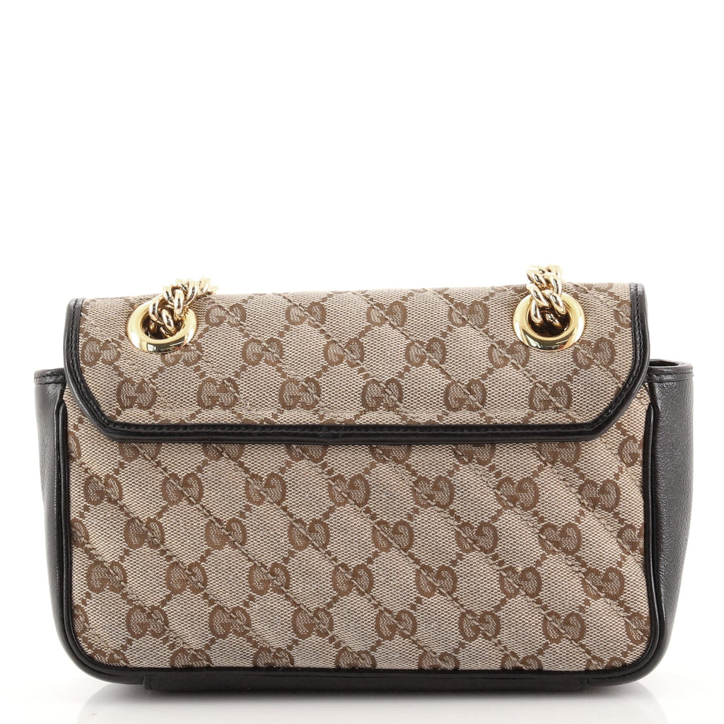 GG Marmont Flap Bag Diagonal Quilted GG Canvas Mini