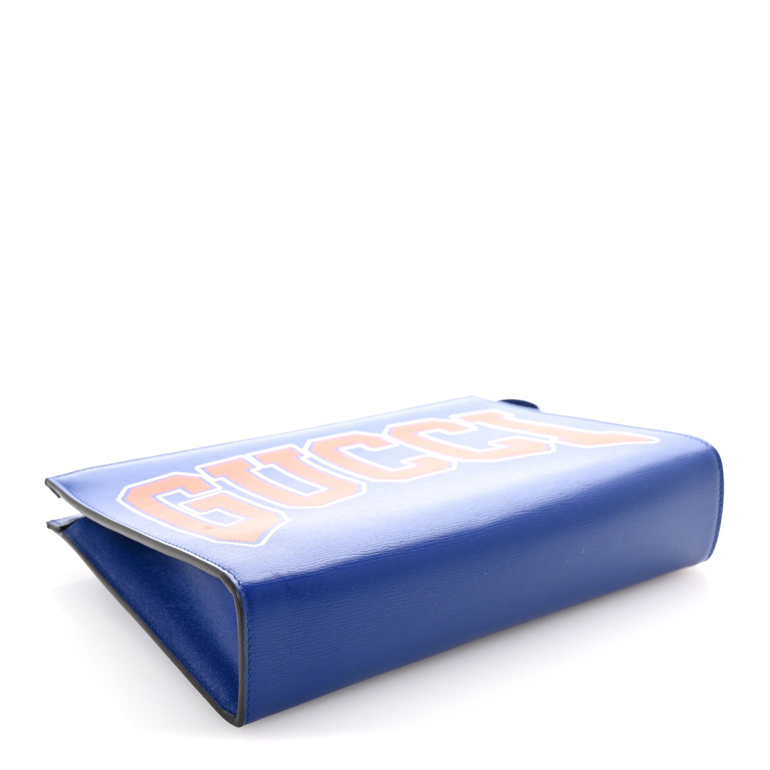 New Shanghai Calfskin Interlocking G Logo Wristlet Pouch Cobalt Blue Orange