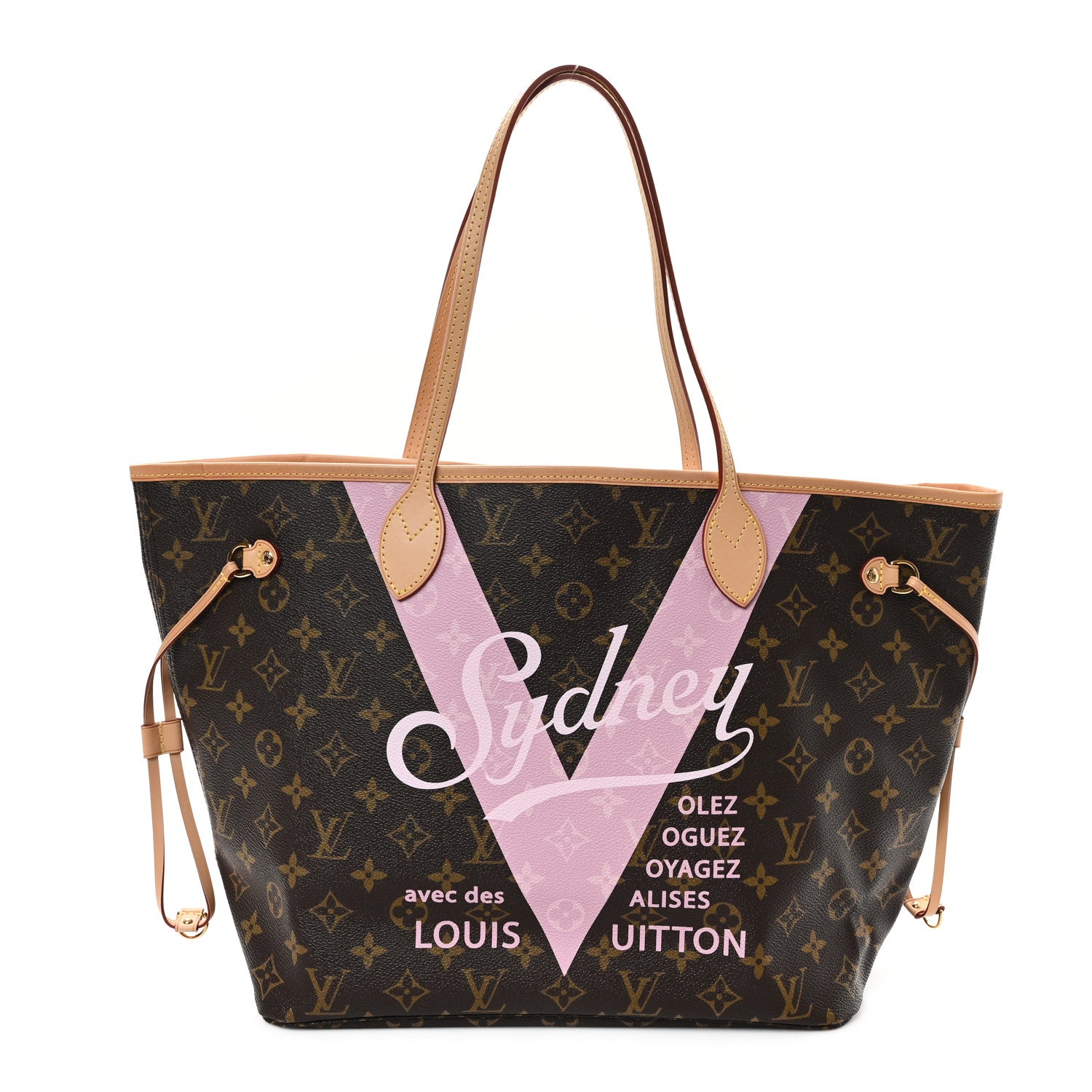 Monogram Sydney V Neverfull MM Rose Ballerine