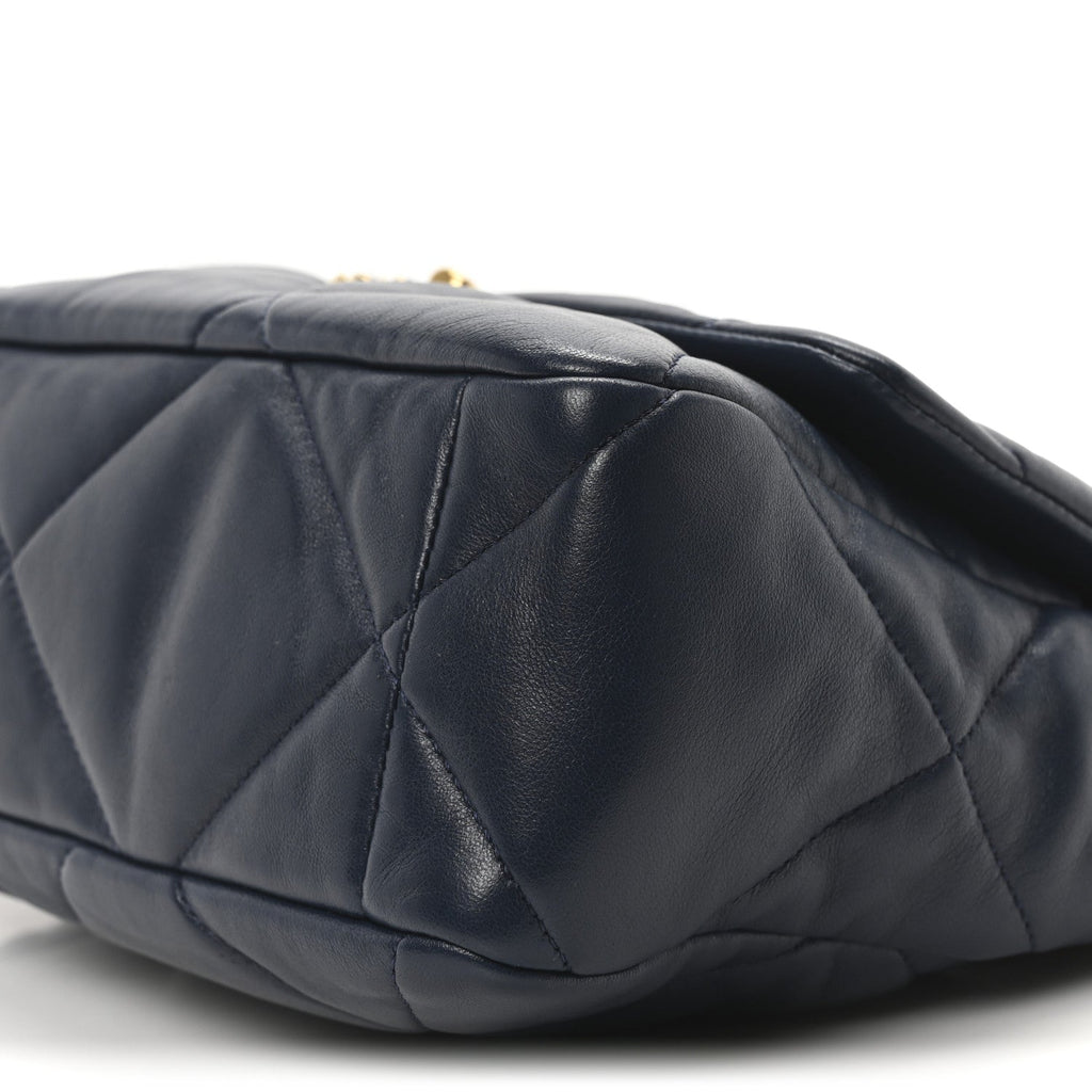 Lambskin Quilted Large Chanel 19 Flap Dark Blue
