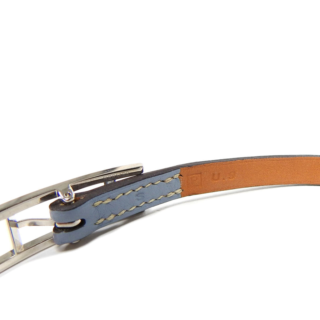 Hermes Behapi Triple Tour Bleu Brume Leather Bracelet