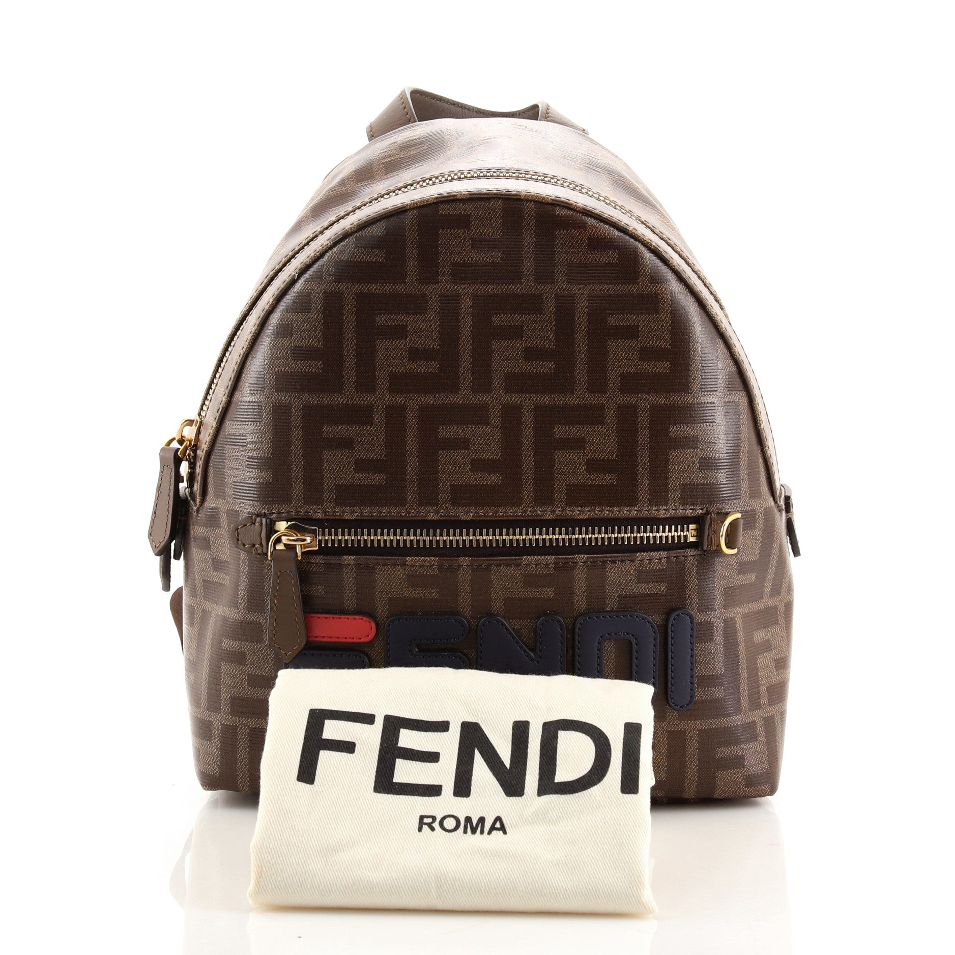Mania Logo Backpack Zucca Coated Canvas Mini