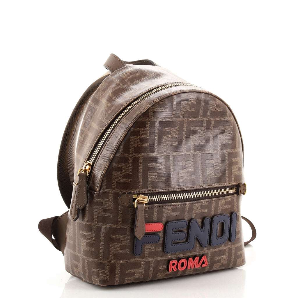 Mania Logo Backpack Zucca Coated Canvas Mini