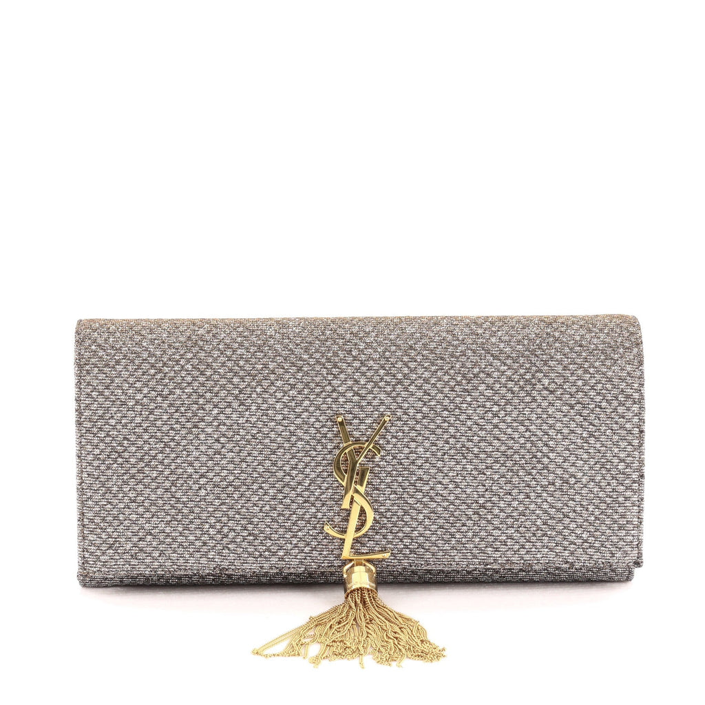 Classic Monogram Tassel Clutch Woven Cotton Long