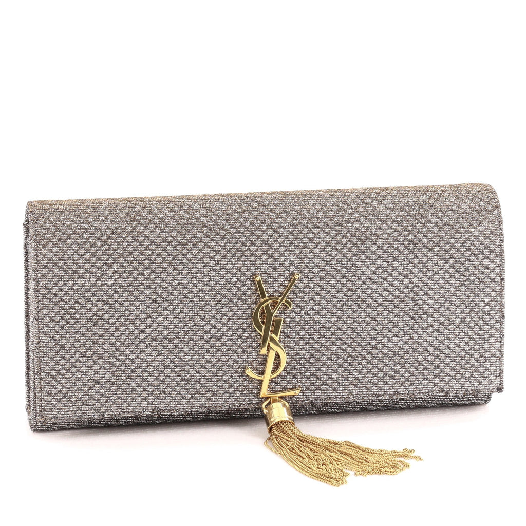 Classic Monogram Tassel Clutch Woven Cotton Long