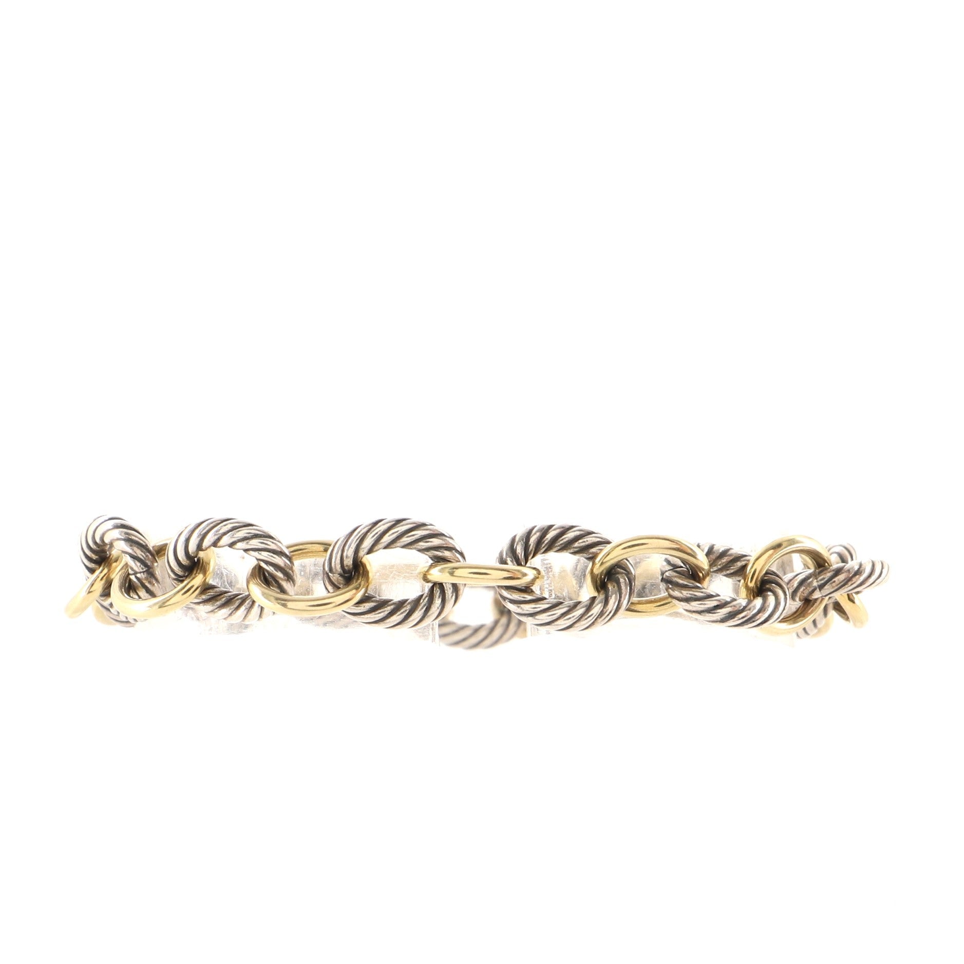 Oval Link Bracelet Sterling Silver and 18K Yellow Gold Plated 12mm