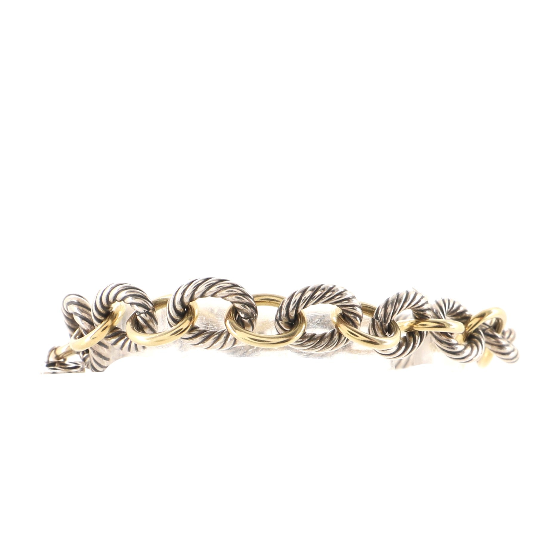 Oval Link Bracelet Sterling Silver and 18K Yellow Gold Plated 12mm