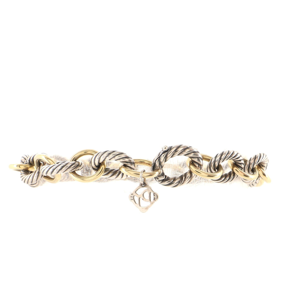 Oval Link Bracelet Sterling Silver and 18K Yellow Gold Plated 12mm