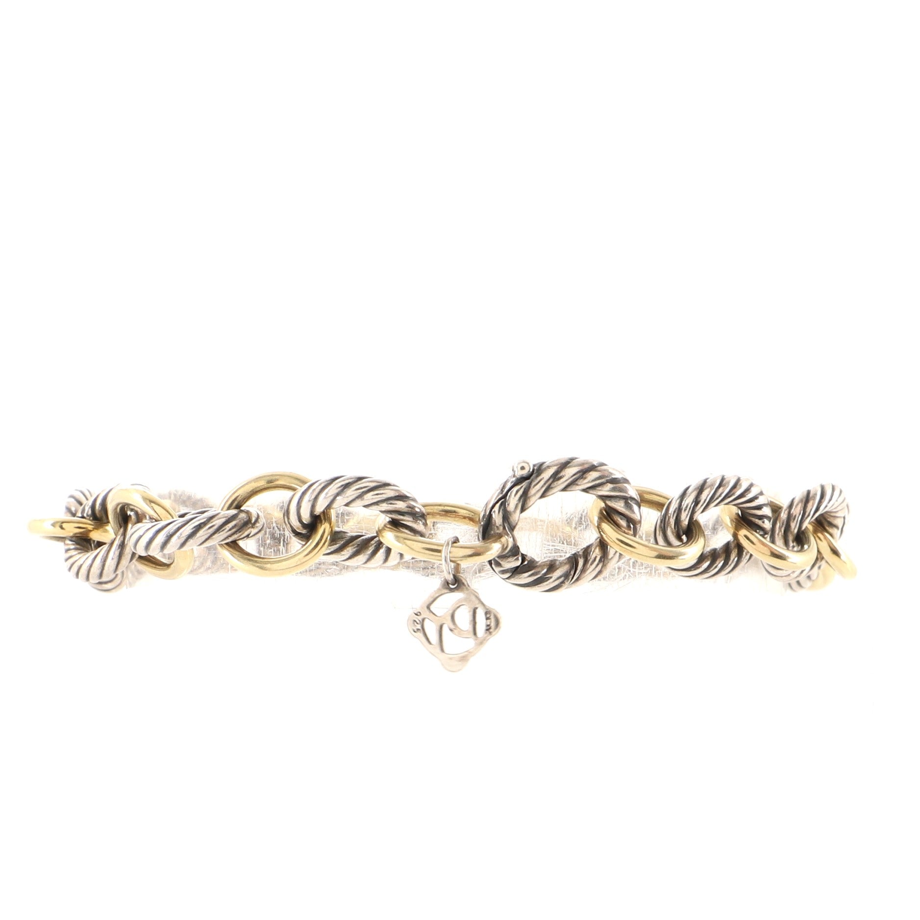 Oval Link Bracelet Sterling Silver and 18K Yellow Gold Plated 12mm