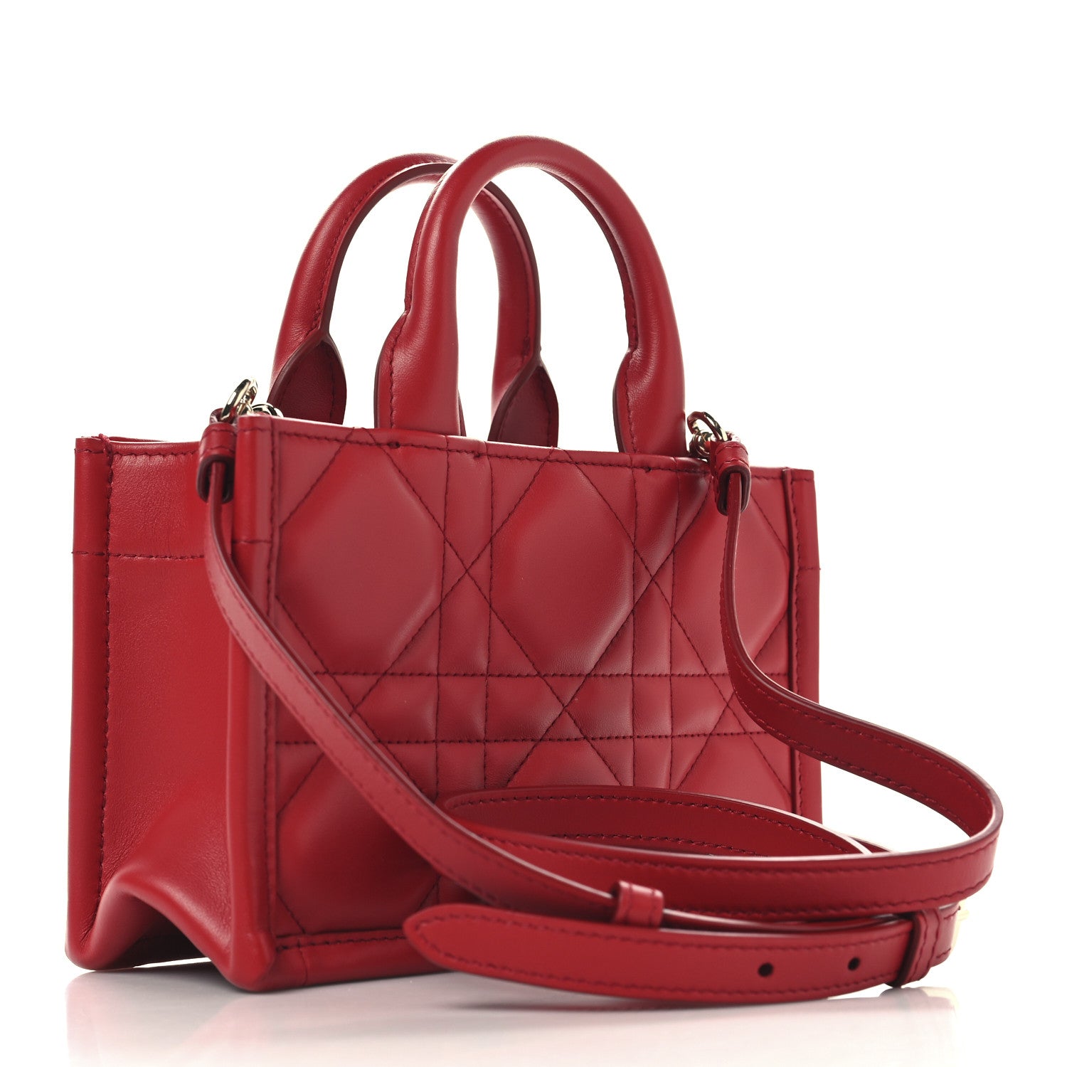 Calfskin Macrocannage Mini Book Tote Red