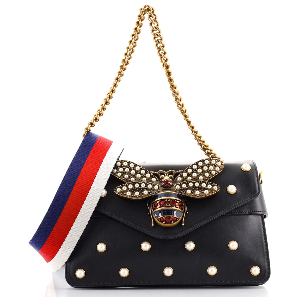 Broadway Pearly Bee Shoulder Bag Embellished Leather Mini